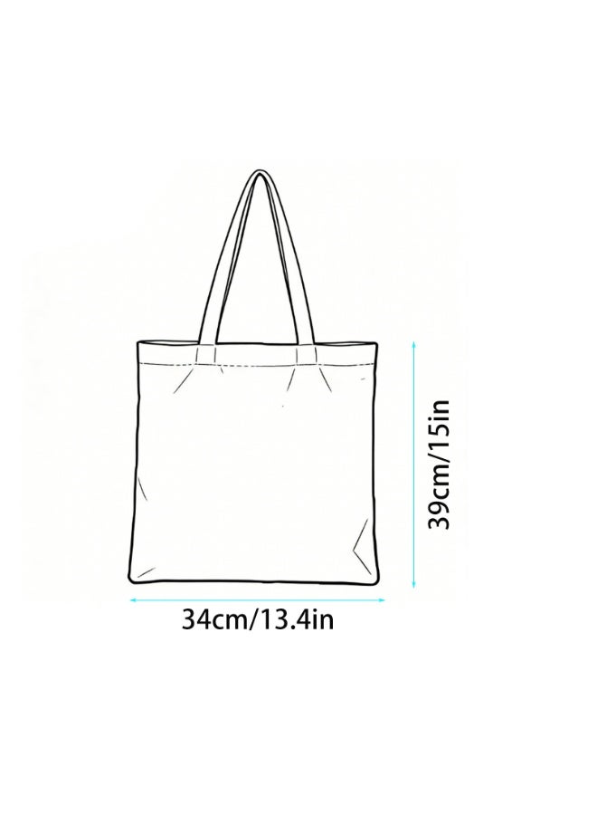 Printed Canvas Tote Bag with Inner Pocket, Foldable Shopping Bag - Image 5